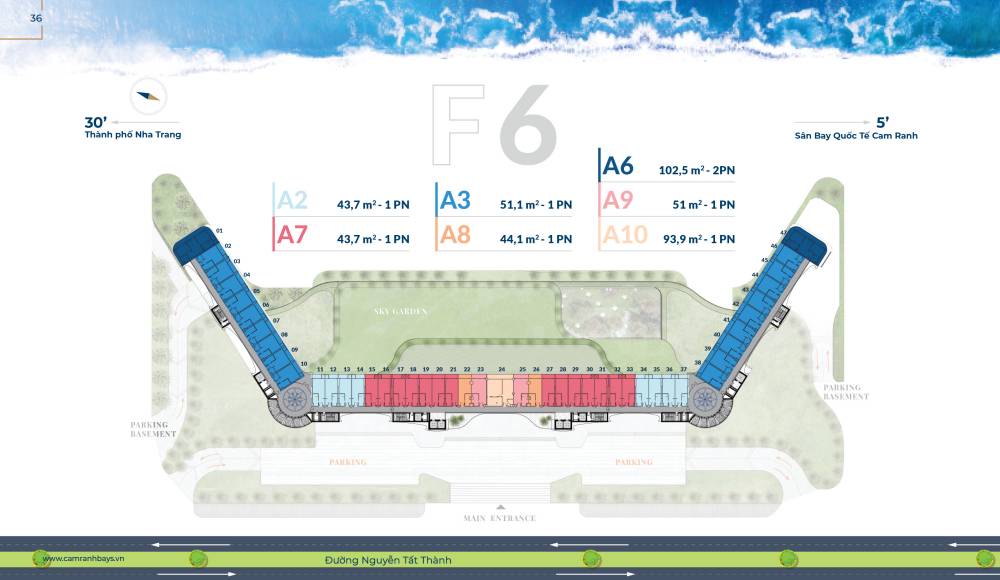 Mặt bằng căn hộ Condotel Cam Ranh Bay Tầng 6