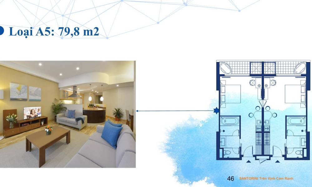 Mặt bằng Loại A5 căn hộ Condotel Cam Ranh Bay