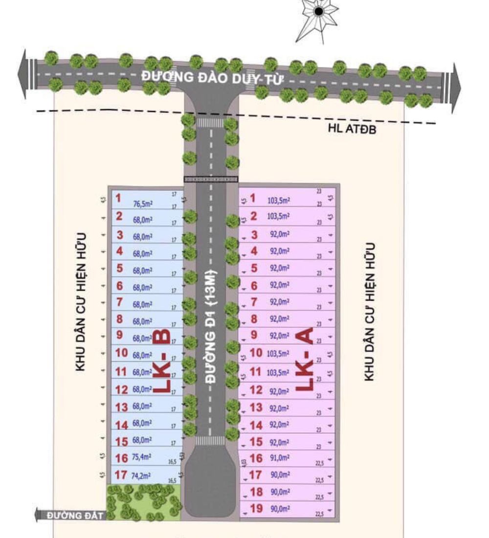 Mặt bằng dự án nhà phố Louis Resident Dĩ An Bình Dương