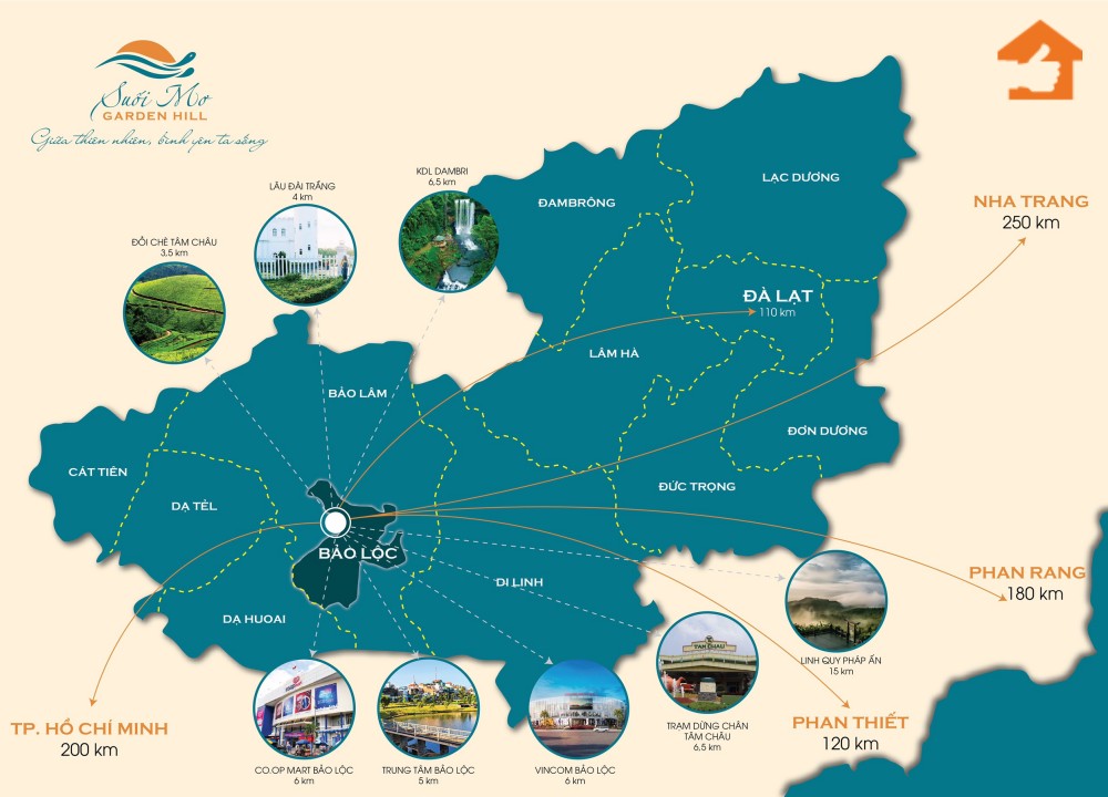 Từ Suối Mơ Garden Hill, cư dân đô thị dễ dàng di chuyển đến TP Đà Lạt, TPHCM, TP Phan Thiết, TP Nha Trang