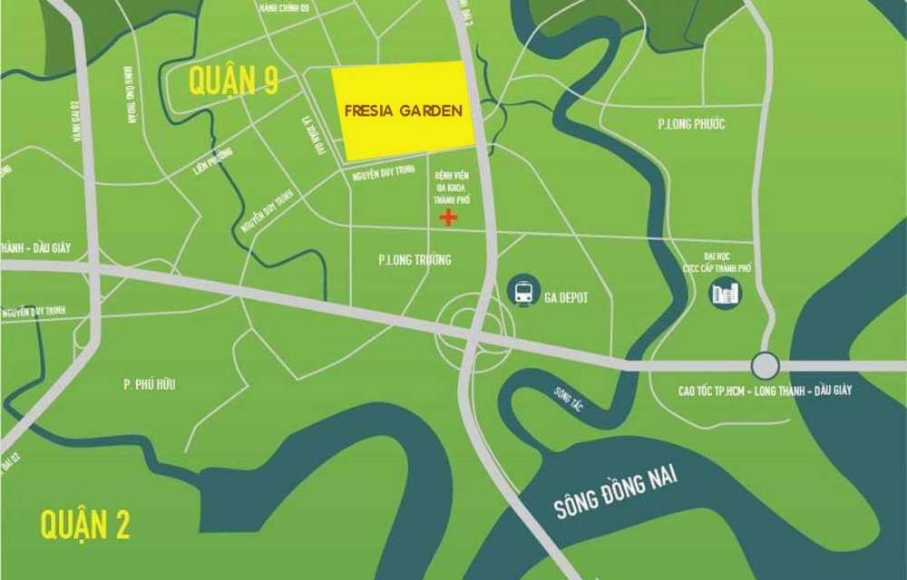 Vị trí dự án căn hộ chung cư Fresia Garden Quận 9