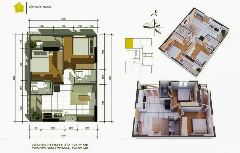 Thiết kế căn hộ 1 PN của chung cư Fresia Garden Quận 9