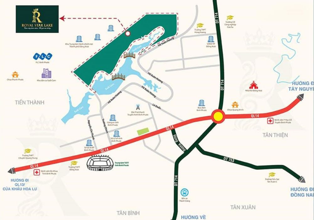 Vị trí dự án khu đô thị Royal Star Lake Đồng Xoài Bình Phước