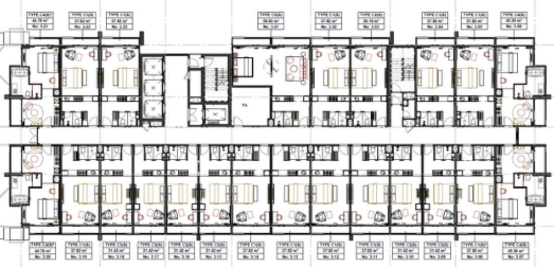 Mặt bằng Tầng 3 Căn hộ & Khách sạn du lịch THE AQUA