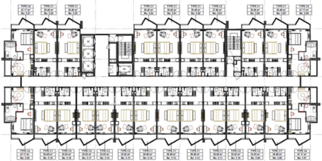 Mặt bằng Tầng 4, 5, 7, 8, 10, 11 Căn hộ & Khách sạn du lịch THE AQUA