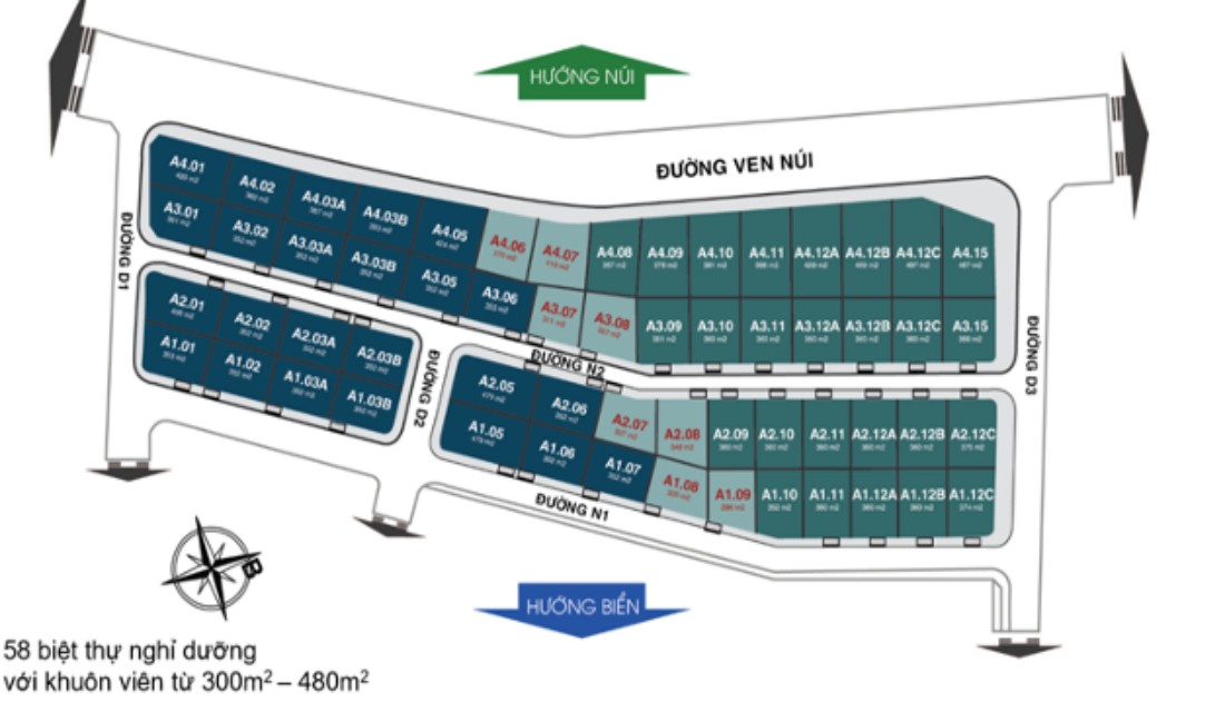 Mặt bằng biệt thự nghĩ dưỡng dự án The Apus