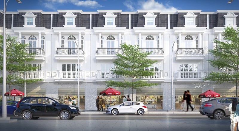 Phối cảnh dãy Shophouse dự án Thăng Long Central City Bàu Bàng