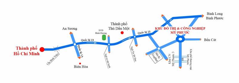 Sơ đồ đường đi đến khu đô thị công nghiệp Mỹ Phước 3