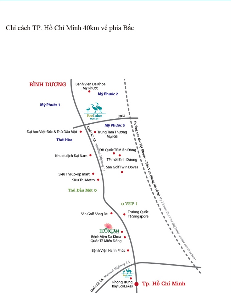 Vị trí khu đô thị Ecolakes Mỹ Phước