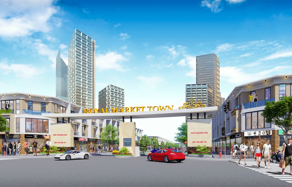 Phối cảnh cổng chính dự án Royal Market Town Thuận An Bình Dương