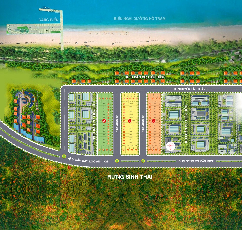 Mặt bằng phân lô dự án Hồ Tràm Eco Villas