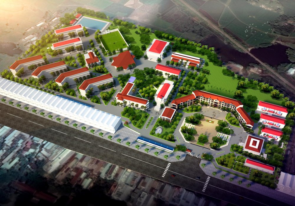 Trường học và hồ bơi tại Qi Island Bình Dương