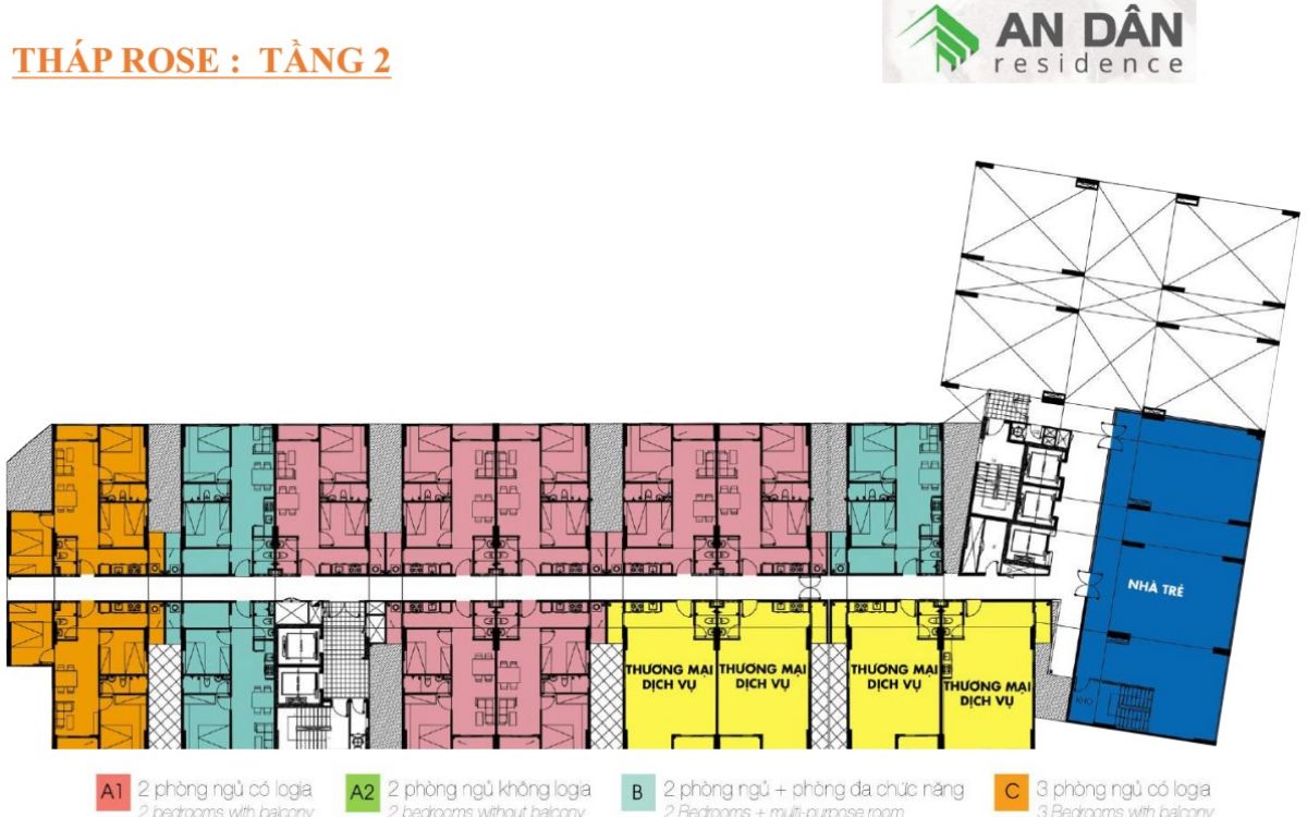 Mặt bằng tháp Rose tầng 2