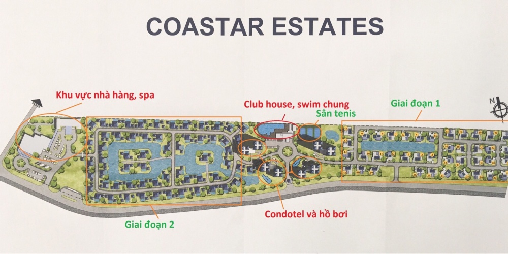 Mặt bằng phân lô dự án Coastar Estate Hồ Tràm