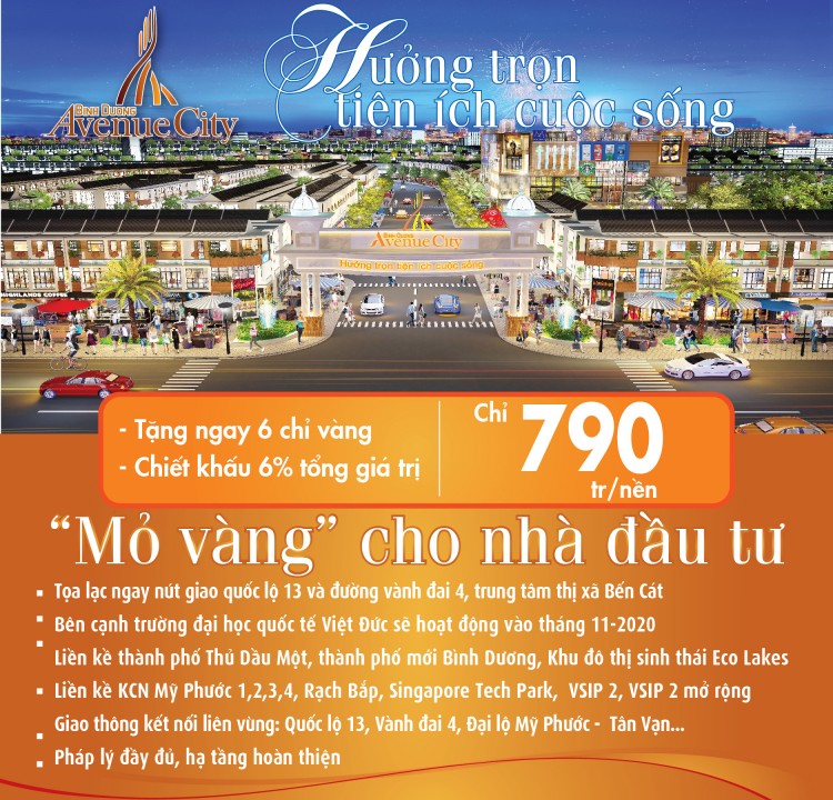 Giá bán mỗi lô tại Bình Dương Avenue City chỉ 790 triệu/lô