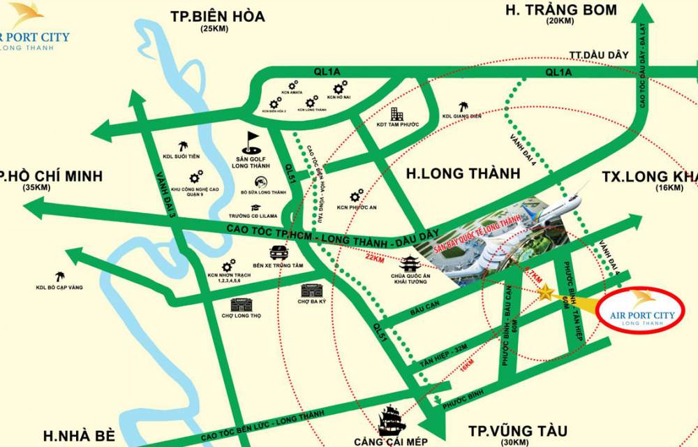 Vị trí dự án Long Thành Airport City