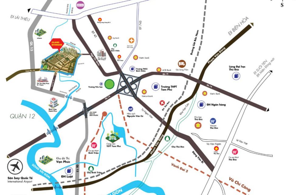 Vị trí dự án đất nền Island Riverside Bình Dương