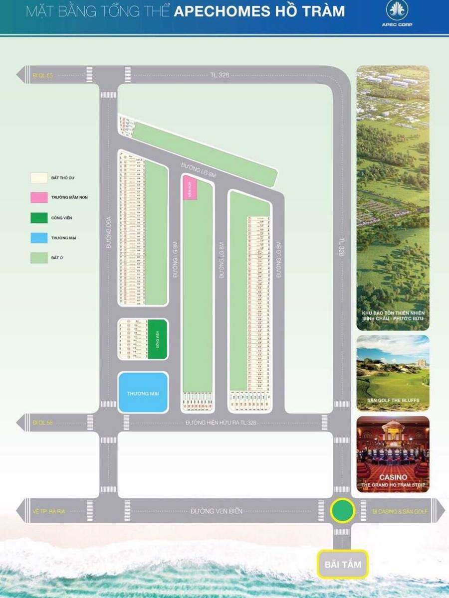 Mặt bằng dự án Apec Homes Hồ Tràm