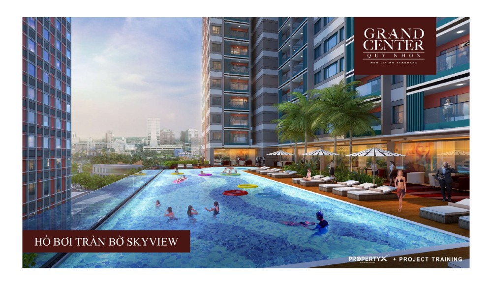 Hồ bơi tràn bơ SkyView của căn hộ Grand Center Quy Nhơn 