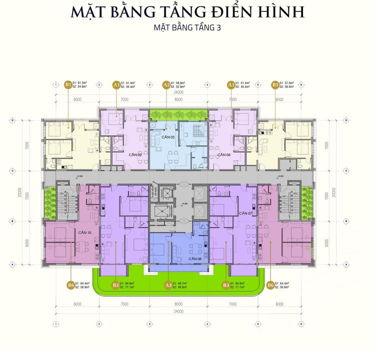 Mặt bằng tầng 3 tại căn hộ De 1st Quantum