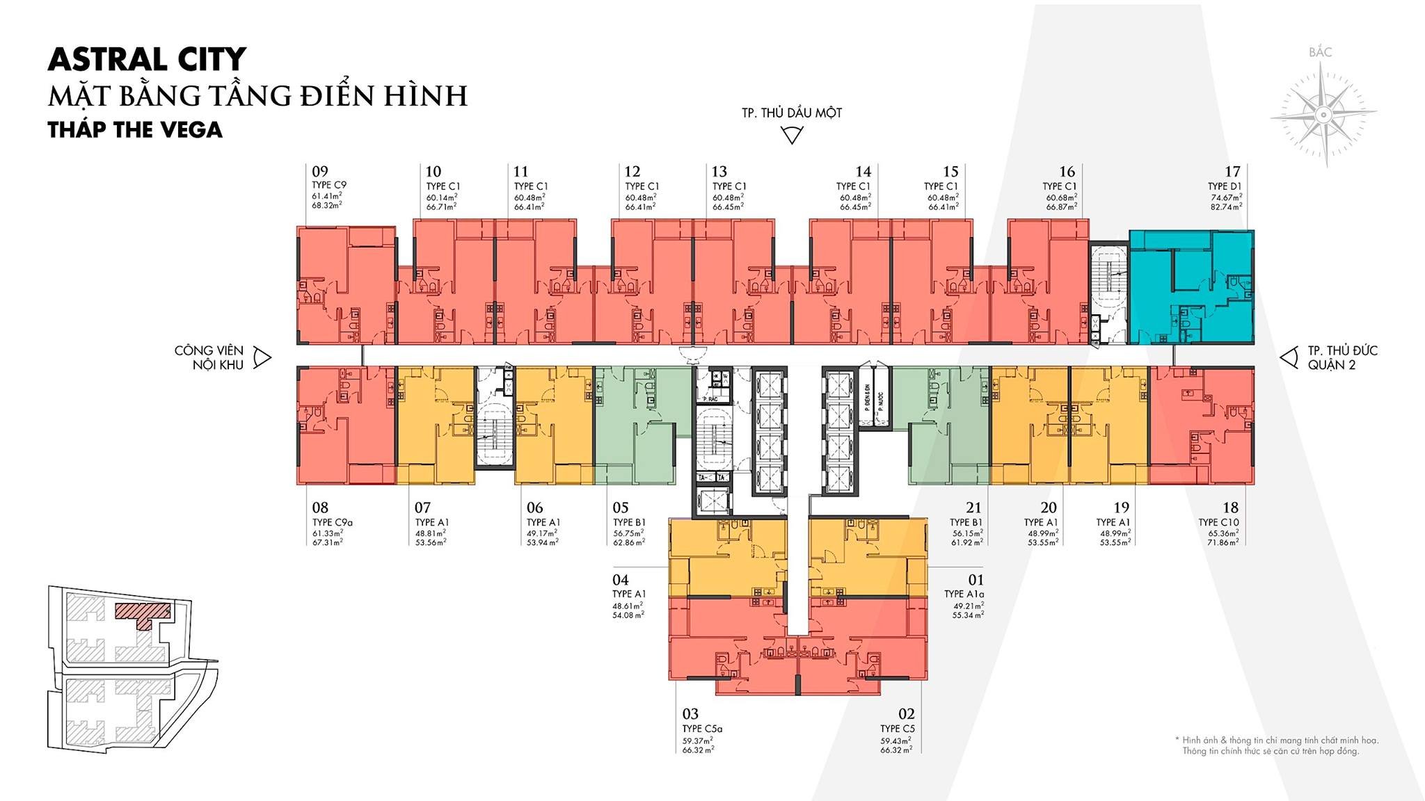 Mặt bằng tầng điển hình Tháp The Vega của Astral City