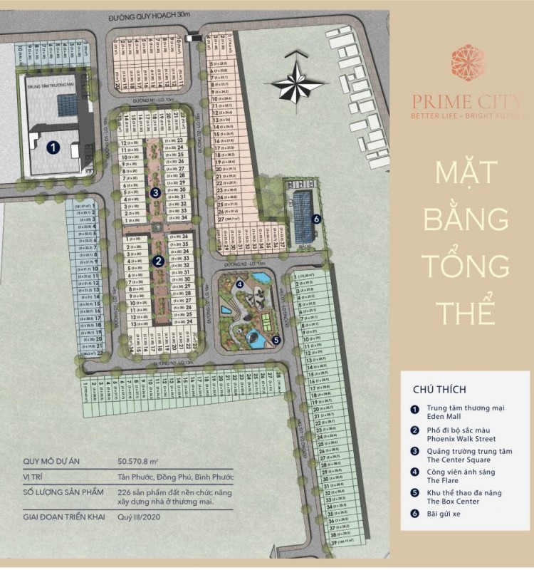 Mặt bằng phân lô dự án Prime City Bình Phước