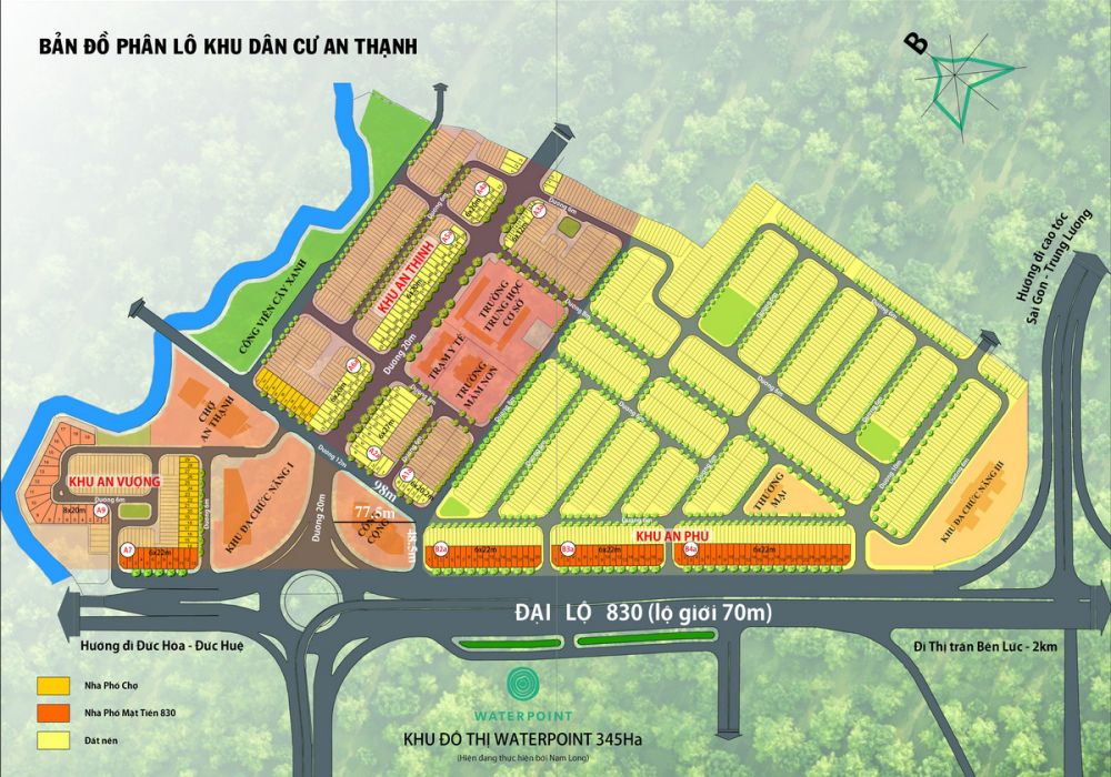 Mặt bằng phân lô dự án đất nền Phú Nam Long Tân Mỹ Long An 
