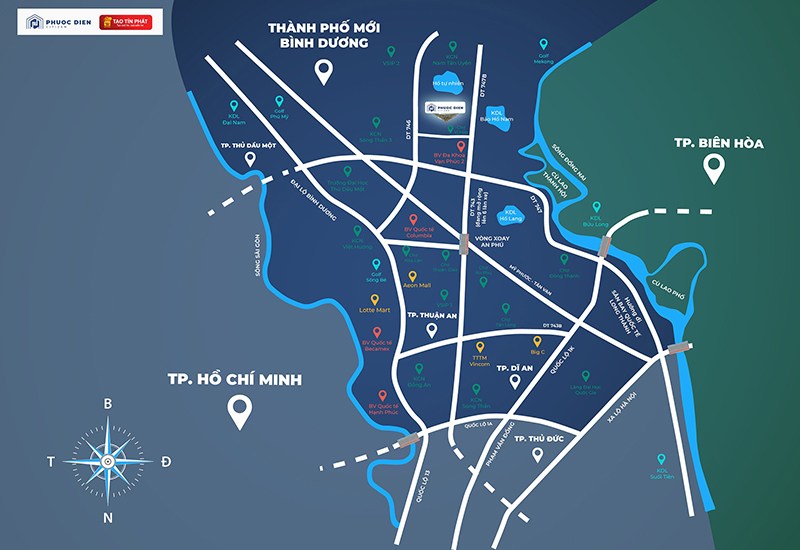 Vị trí toạ lạc vàng dự án nhà phố Phước Điền Citizen Tân Uyên