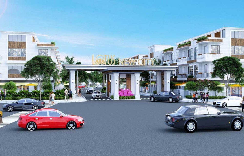 Cổng chính dự án Lotus New City Long An