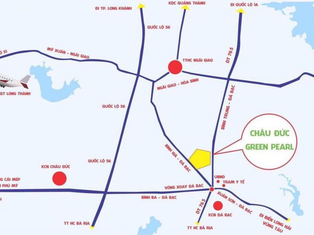 Vị trí dự án đất nền Châu Đức Green Pearl Bà Rịa
