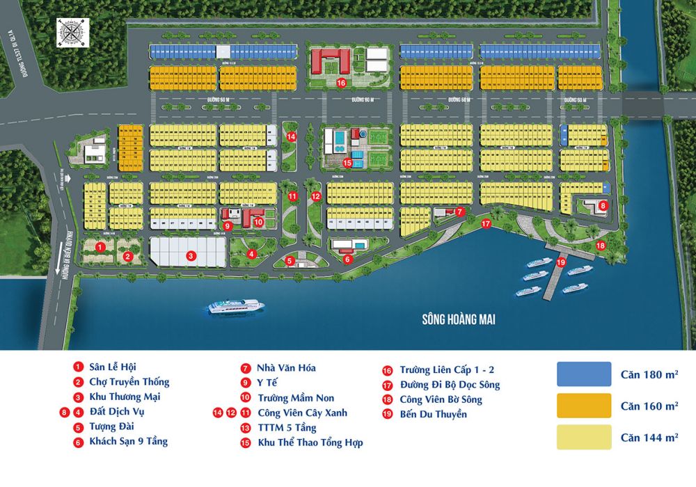 Mặt bằng phân lô dự án đất nền SỔ ĐỎ Cửa Cờn Riverside Nghệ An 