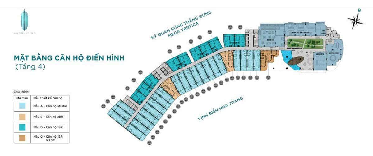 Mặt bằng tầng 4 căn hộ điển hình