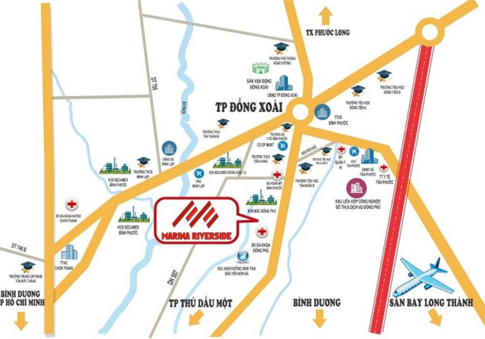 Vị trí dự án đất nền Marina Riverside Bình Phước 