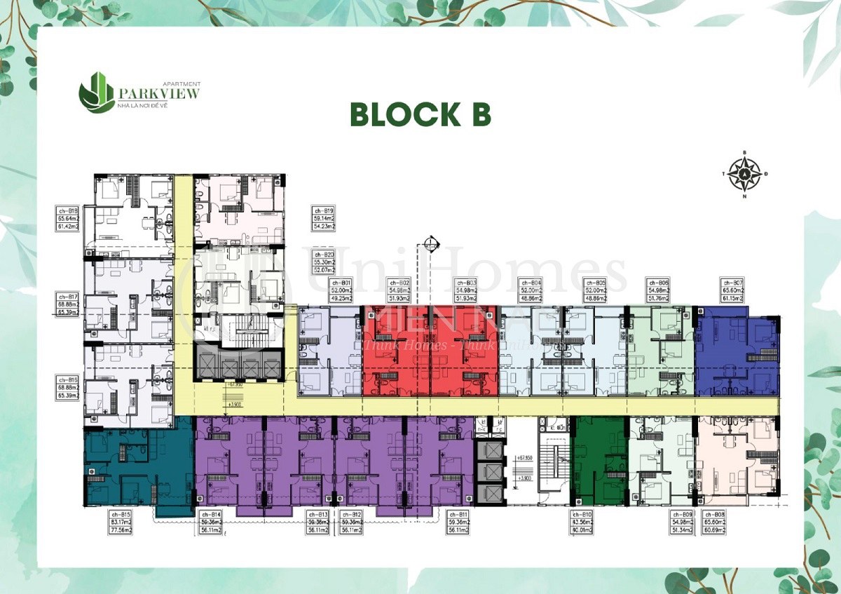 Mặt bằng ParkView Iris Tower (Block B) tại khu căn hộ Park View Bình Dương