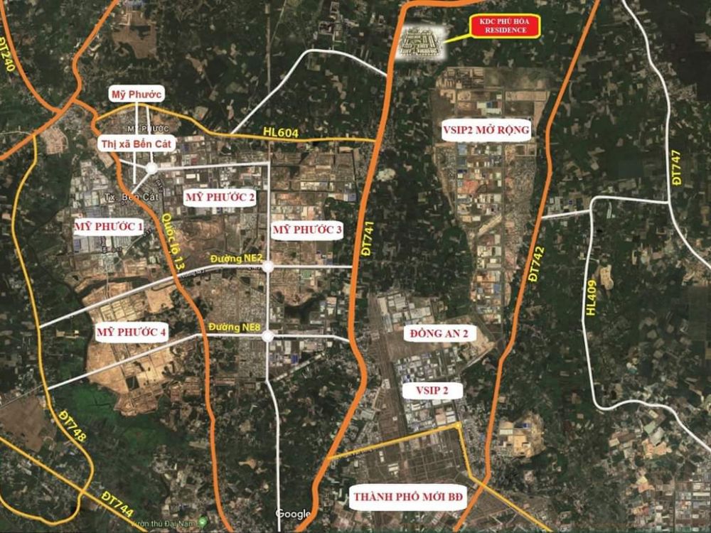 Vị trí dự án đất nền  Phú Hoà Residence Bình Dương