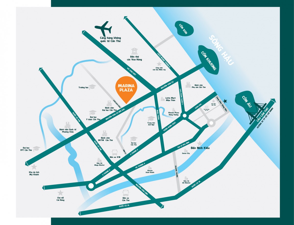 Vị trí dự án căn hộ cao cấp Thiên Quân Marina Plaza tại TP Cần Thơ