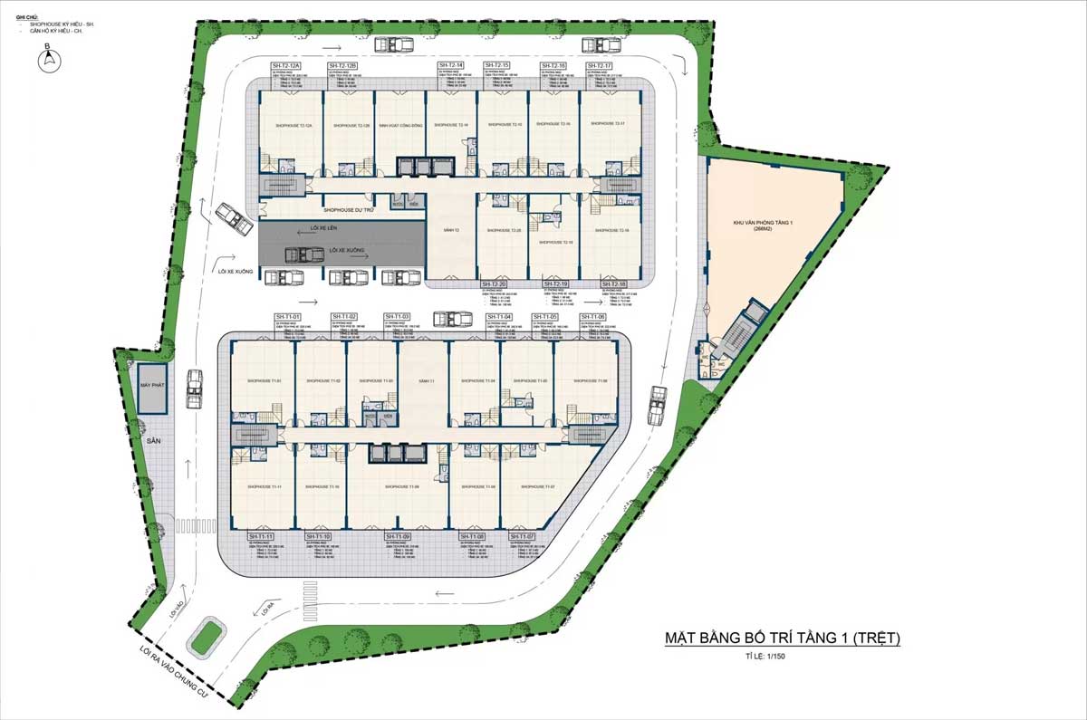 Mặt bằng tầng trệt tại khu căn hộ cao cấp Thiên Quân Cần Thơ