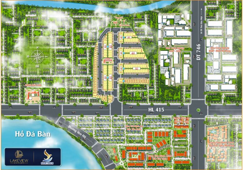 Phối cảnh mặt bằng tổng thể dự án đất nền Lakeview Bình Dương