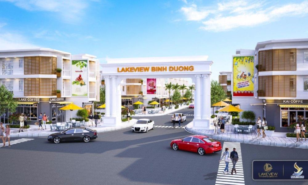 Cổng chính dự án đất nền Lakeview Bình Dương