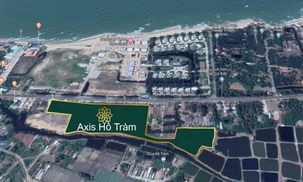 Vị trí dự án Axis Hồ Tràm Xuyên Mộc Bà Rịa Vũng Tàu trên Google Maps