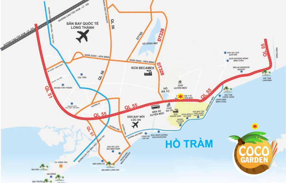 Vị trí dự án đất nền Coco Garden Hồ Tràm Bà Rịa