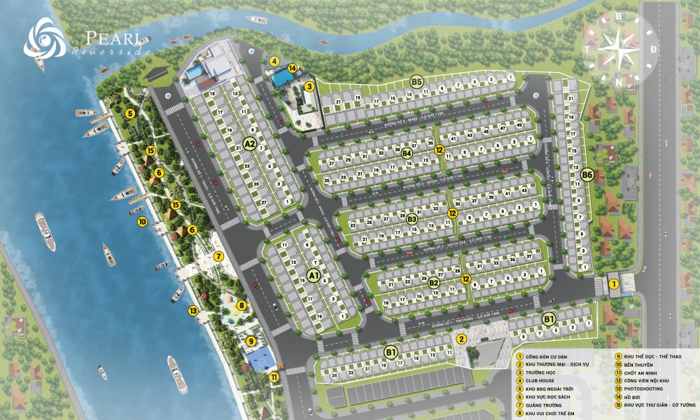 Mặt bằng tổng thể dự án The Pearl Riverside Bến Lức Long An