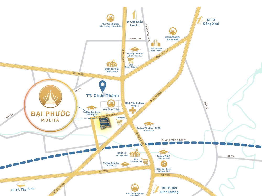 Toạ độ vàng của khu đô thị Đại Phước Molita Bàu Bàng