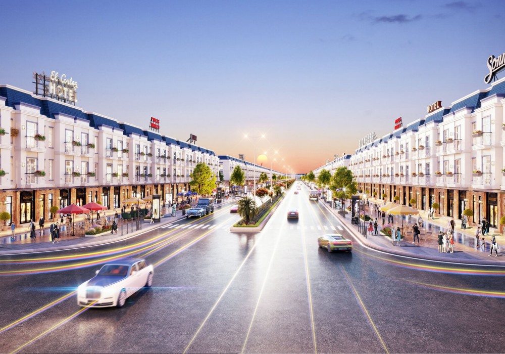 Phối cảnh trục đường chính tại dự án khu đô thị Đại Phước Molita