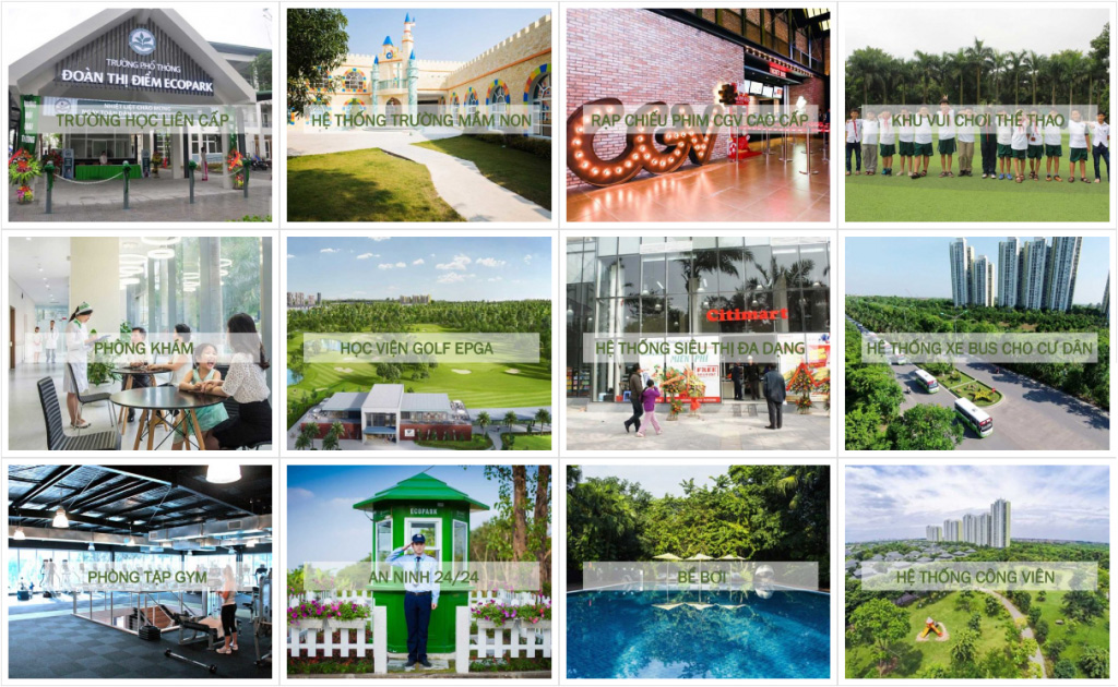 Tiện ích dự án Ecopark Nhơn Trạch.