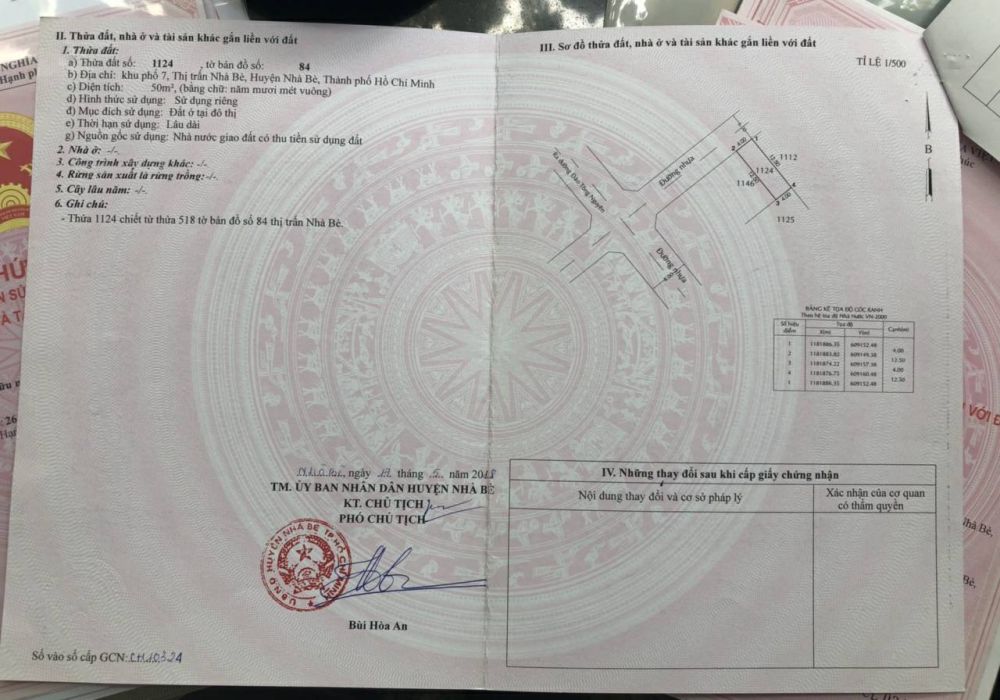 Sổ từng nền của The Sun Residence Nhà Bè