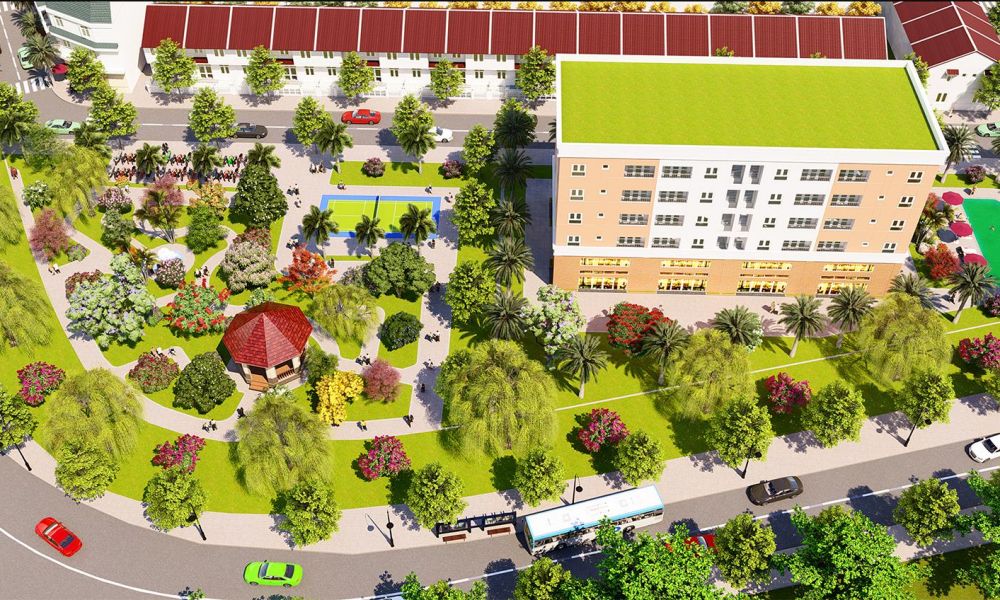 Phối cảnh công viên và chung cư thương mại của dự án đất nền The Eden City Bình Dương