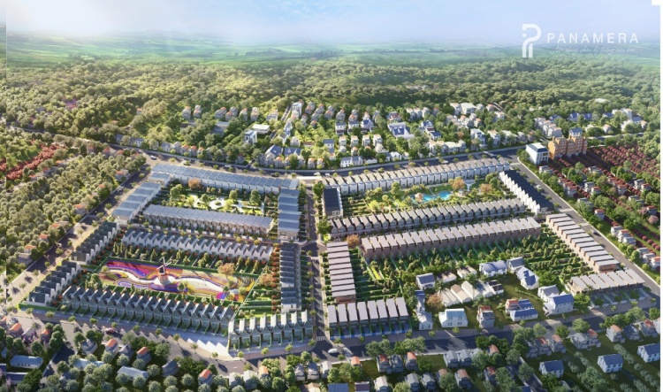 Toàn cảnh Panamera từ trên cao với 4 phân khu gồm 3 công viên theo chủ đề trên thế đất bằng phẳng