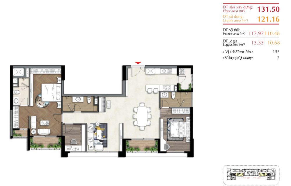 Thiết kế Penhouse 131 m2