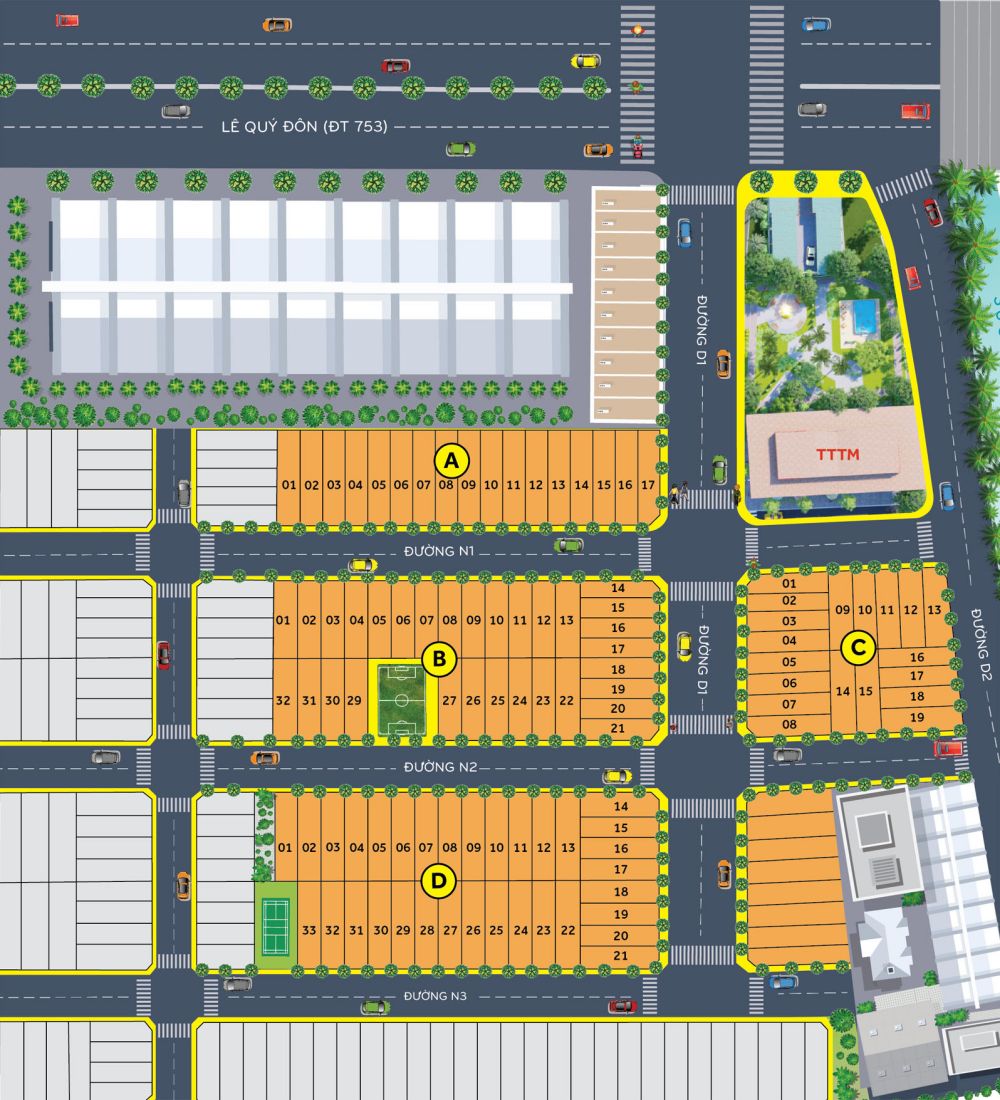 Mặt bằng phân lô dự án đất nền Era Central Point Bình Phước
